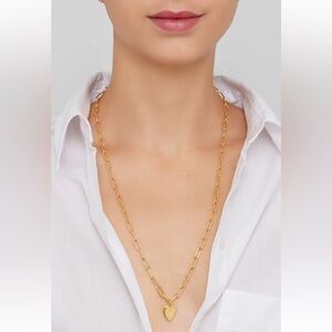 Adornia Gold Plated Paperclip Heart Pendant Necklace NWT and Bag